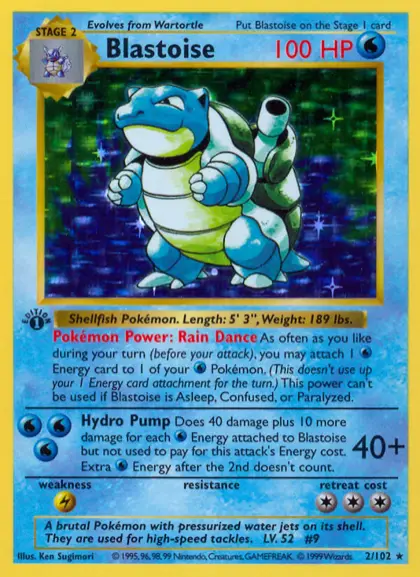 Blastoise card from the Pokémon Base Set
